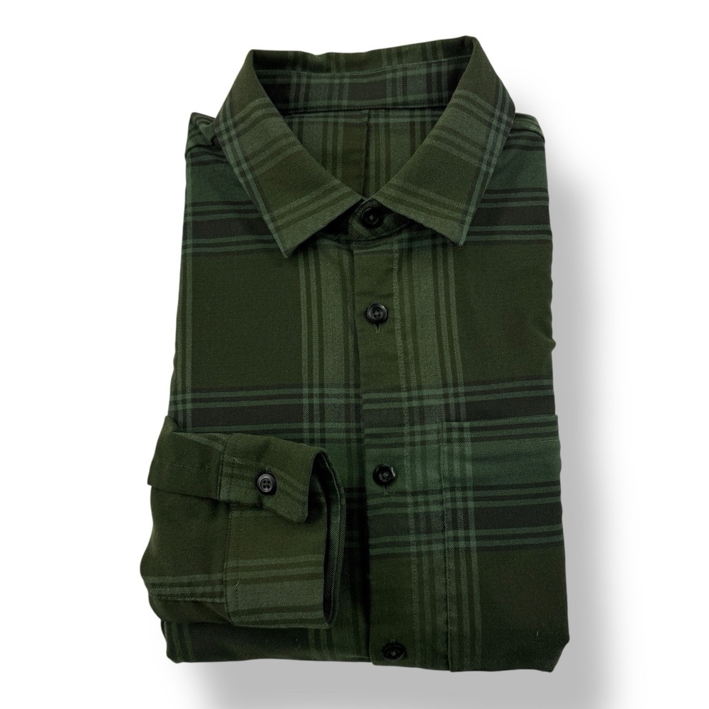 Lululemon Men's Size Small Green Check Performance Flannel Button-Up Shirt